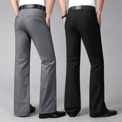 Men Retro Bell Bottom Pants 60s 70s Flare Formal Dress Trousers
