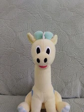 Vtg 1999 Kids II Giraffe Baby Rattle Plush 9.5" Yellow Blue Spots Bright Starts