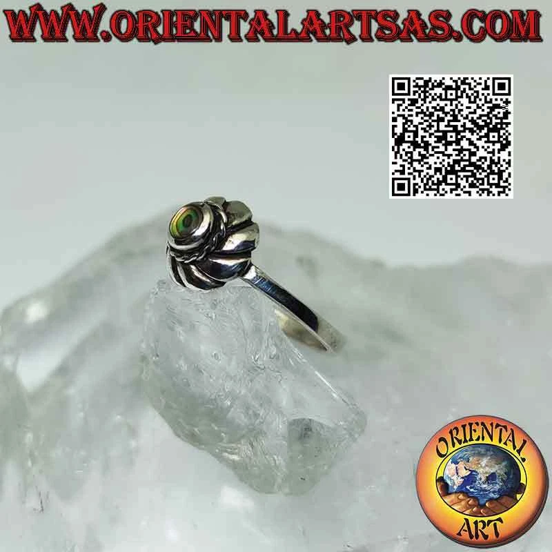 Anello in argento 925 ‰ paua shell (abalone) tonda piccola al centro di un vorti - Immagine 4 di 4