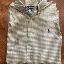 Vintage Ralph Lauren Classic Fit Men  s Button Down Shirt White Green Plaid XL
