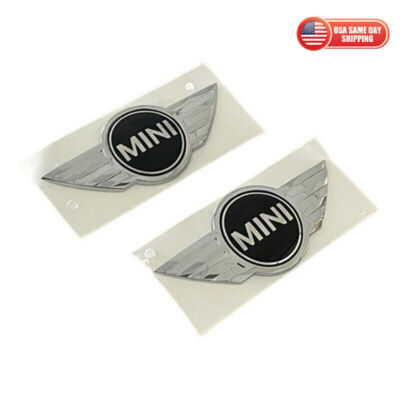 2x Cars OEM Front Hood &Rear Boot Silver Metal Logo Badge Fits Mini Cooper Us