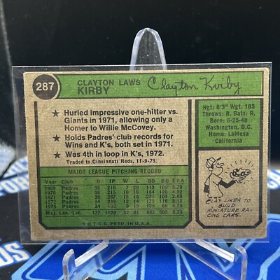 1974 Topps Baseball # 287 Clay Kirby EX/NM Cincinnati Reds (A) | eBay
