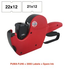 Puma PJH6 Price Gun Kit Pricing includes 22x12 3000 Labels + Ink roller 
