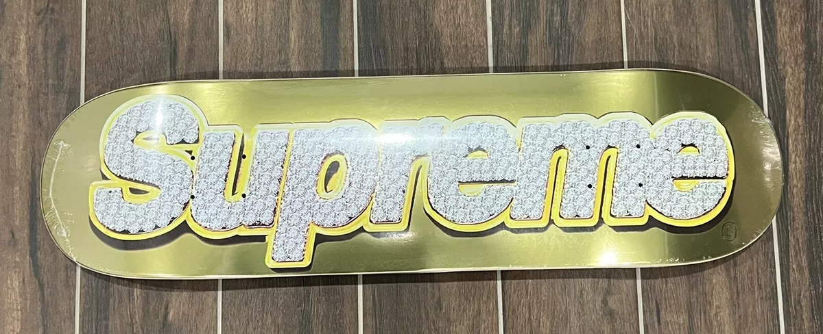 SUPREME BLING BOX LOGO SKATEBOARD GOLD SS22