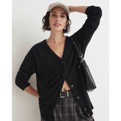 Madewell Sweater Womens 2XS Black Cardigan Wool Harlow V Neck Button XXS NM610