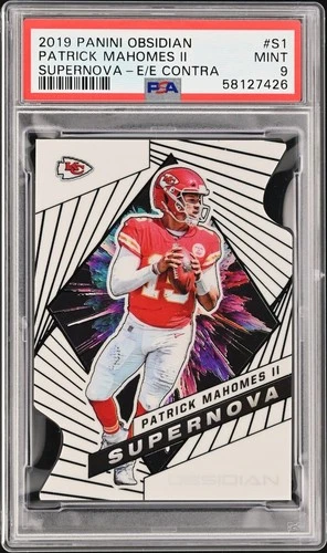 2019 PANINI OBSIDIAN SUPERNOVA EE CONTRA #S1 PATRICK MAHOMES II 7/7 PSA 9