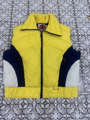 Vtg 1980s Mountain Goat by White Stag Men s L Down Puffer Zipper Ski Vest Yellow