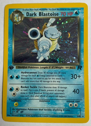 Pokémon Dark Blastoise 3/82 Team Rocket Holo Rare 1st Edition 70 HP English