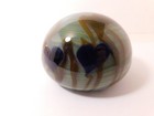 Signed C. Walters 84' Blue HEARTS & Yellowish/Brown Vines Art Glass Paperweight — photo 1