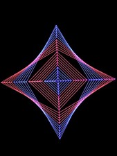 Schwarzlicht 2D Fadendeko XXL"Lovely Windmill Red" Neon Psy Goa Party Stringart