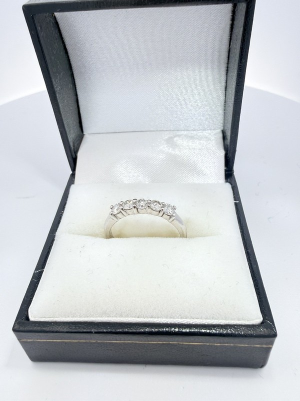 14K White Gold 5 Stone Diamond Ring .60 CTW