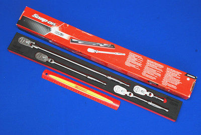 Snap-on NEW 4 Piece 3/8'' Drive Dual 80 Flex-Head Ratchet Set w/ PRO-FI Red Foam