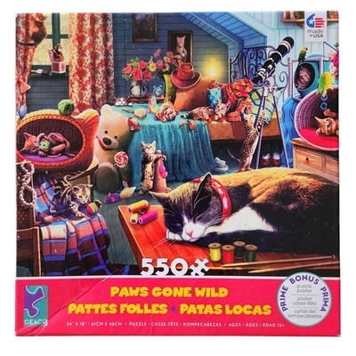 Ceaco 550 Piece Puzzle Kitten Play Paws Gone Wild Cats Large Pcs Speed Puzzling 