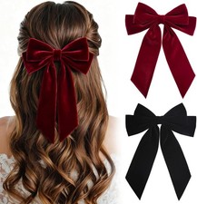 2PCS Velvet Bows Hair Clip Ribbon Black Red Accessories Bow for Women Girls
