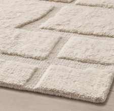 Moroccan Berber Rug Hand Knotted Ivory Wool Rug | Modern Geometric Texture