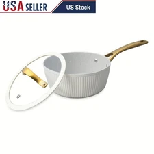 Ceramic Non-Stick Ribbed Saucepan Dishwasher Safe Heavy Duty Induction Cookware
