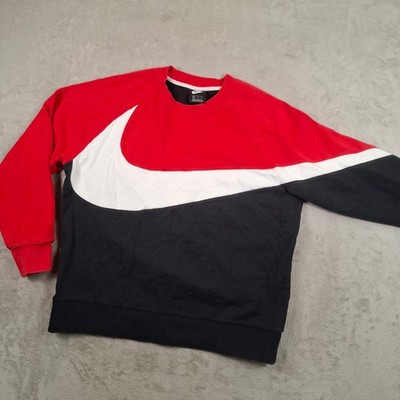 Nike Sweatshirt Herren XL Rot Schwarz Rundhals Swoosh Freizeit Sport Pullover