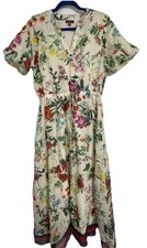 Vince Camuto Women's Medium Multi Color Floral-Print Puff-Sleeve Maxi Dress