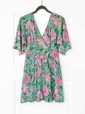 Lilly Pulitzer Parigi Skort Romper Medium Pink Green Blue Horizon Coming In Hot
