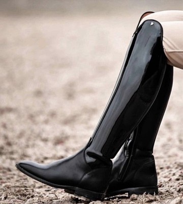 Petrie Bergamo Damen Lackreitstiefel  schwarz Gr. 39