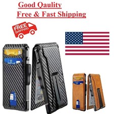 Men's Slim PopUp Bifold Carbon Fiber Wallet, RFID Blocking, Money Clip, Men Gift