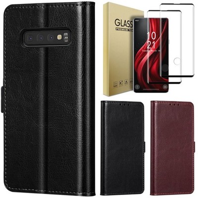 For Samsung Galaxy S10/S10 Plus/S10e Case Leather Slim Cover / Screen Protector