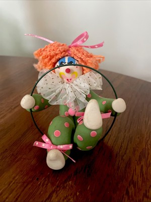 Homemade Acrobat Cecile Clown/ Hula Hoop, Colorful, Bright, Polkadots, Vintage