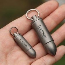Titanium Pill Box Case Bottle Holder Container Organizer Keychain Portable Gift
