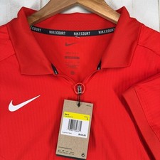 Image of Nike Court Slam ADV Tennis Polo Shirt Mens S Slim Fit Chili Red 1/4 Zip NEW $105