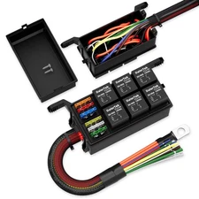 Daiertek 12V Relay Box 6 Way Relay Fuse Box 12 Awg Pre-Wired Waterproof Relay Bo