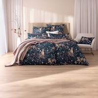 Estella Mako-Satin BettwäSche 155X220 Leonida Nachtblau Leopard ÄSte 7682-625