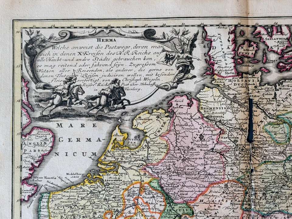 Mapa de ruta postal Weigel 1718 Sacro Imperio Romano Germánico, Benelux, Austria, Suiza Foto 2 de 4