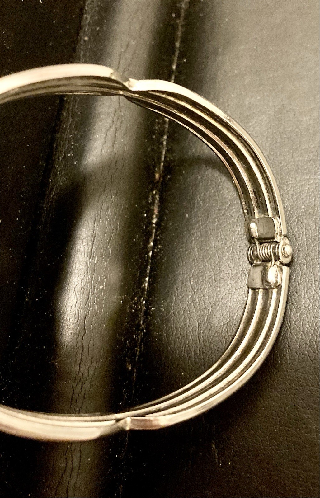 Vintage Silver-Plate Spring Clasp Hinge Bracelet … - image 8