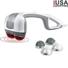 Handheld Percussion Massager W/ Heat Dual Pivoting Heads Full Body Relief New