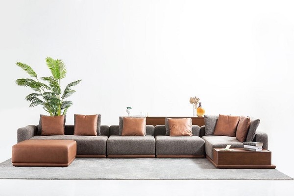 Polstersofa Eckgarnitur Ecksofa L Form Stoffsofa Couch Modern Sofa Grau-image