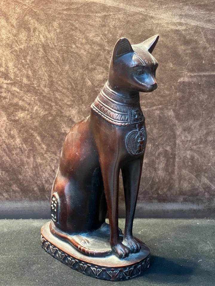 Estátua de gato egípcio Bastet, estatueta de pedra de obsidiana esculpida à mão Bastet Goddes, - Imagem 3 de 4