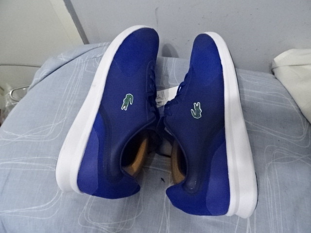 Lacoste PA05402, Mens Low-Top Lace-up Leather/Textile Blue Sneakers UK12 RRP-£85 image 6