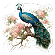 Peacock Flowers Sticker Decal