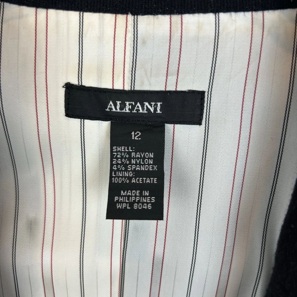 Chaqueta Alfani Mujer 12 Negra Doble Pecho Medio Blazer Corpcore Abrigo Guisante Leer Foto 3 de 4