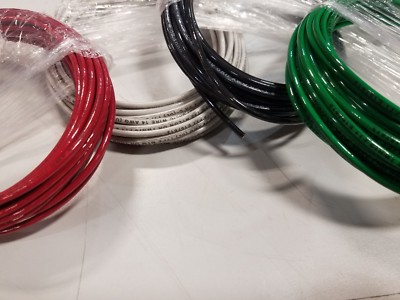 100 FT 12 AWG BLACK WHITE GREEN & RED THHN STRANDED COPPER WIRE 25 FT EA