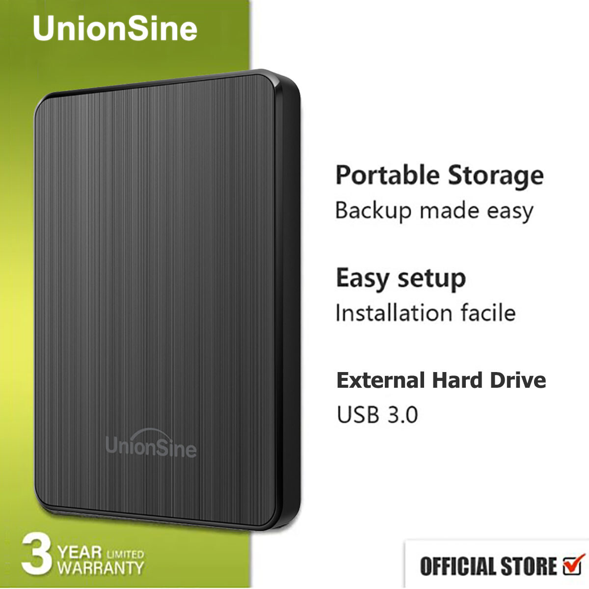 UnionSine Portable External Hard Drive USB 3.0 Laptop PS4 Storage