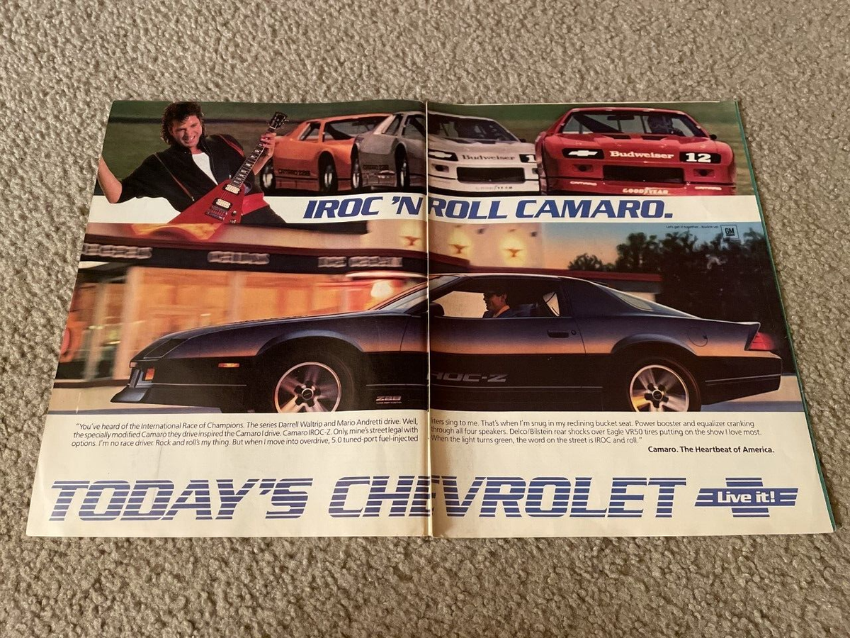 Vintage 1985 BUDWEISER CAMARO IROC-Z NASCAR Cars Print Ad 