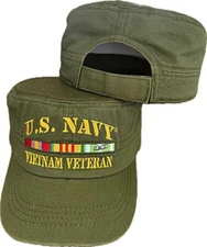 U.S. NAVY VIETNAM OLIVE DRAB GREEN Patrol Hat Embroidered (100% COTTON)