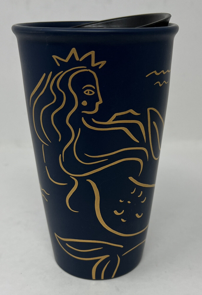 Starbucks 2017 Blue Ceramic Tumbler Coffee Travel Mug Siren