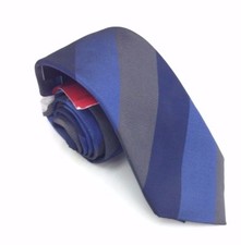 105 Alfani Mens Blue Gray Slim Silk Stripe Classic Neck Tie Skinny Necktie 58x3