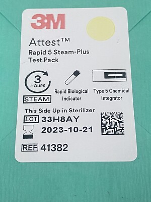 Lot of 6 each 3M Attest  Rapid 5 Steam-Plus Test Pack Ref 41382. 10/21/2023 Exp.