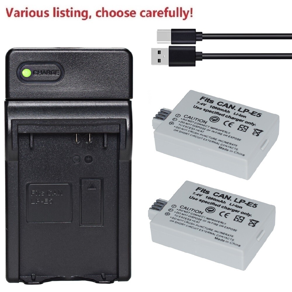 Batteries Newmowa LP-E5 (pack De 2) + Chargeur USB Double Pour Appareils Photo Canon