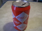 Lg. 8” Vtg. Collectable 1960’s Diamond Coca-Cola Tin Metal Can  Bank