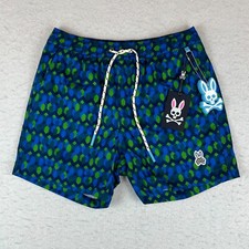 New NWT Mens Psycho Bunny Geometric Swim Trunks Suit Board Shorts Size XXS