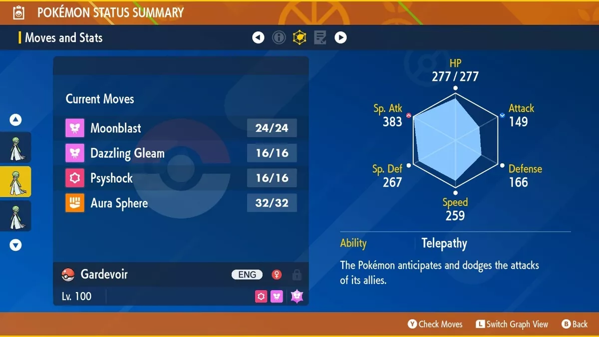 Pokemon Scarlet and Violet Shiny Gardevoir 6IV-EV Trained